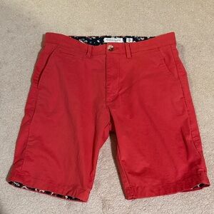 Denim & Flower Ricky Singh Red Flat Front Shorts